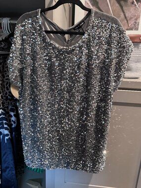 Sequined velvet top